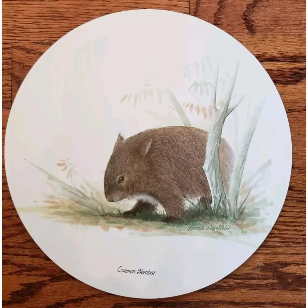 Set of 6 Jason Round Placemats Australian Animals Wakefield Cork Backed w/‎ Box